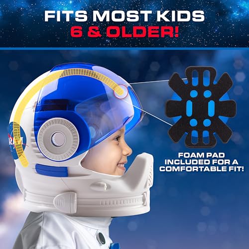 NASA Astronaut Helmet Halloween Costume Accessory for Kids – Wearable Space Helmet with Foam Padding, Sticker Sheet & Lear...