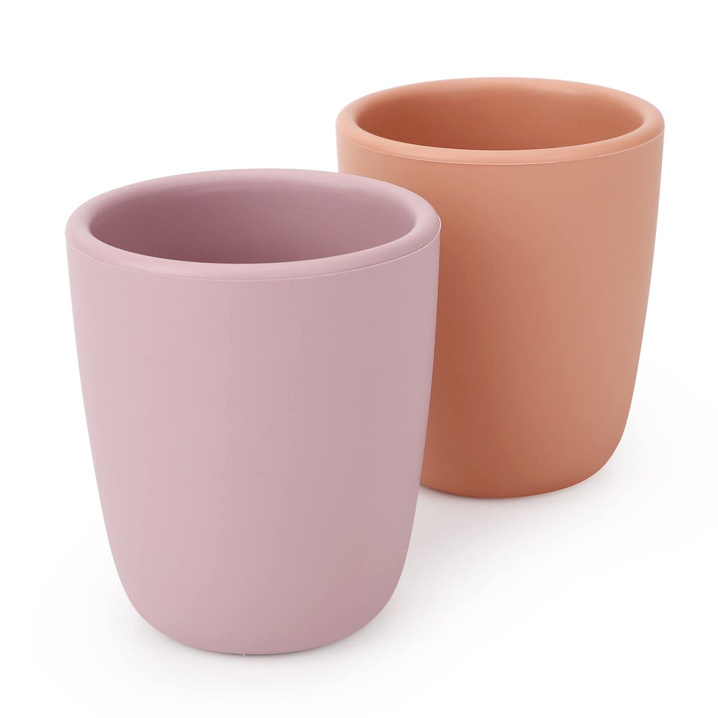 AULEGE Silicone Toddler Cup, 2 Pack BPA Free Silicone Drinking Training Cup for 6 Months+ Babies, 4 fl. oz Tiny Open Cup for Infants (Muted, Dusty Lilac)