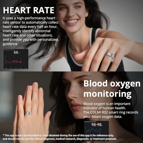 COLMI R02 Smart Ring, a Smart Ring for Women and Men, with a Charging case, Supports Heart Rate, Blood Oxygen, Sleep Healt...