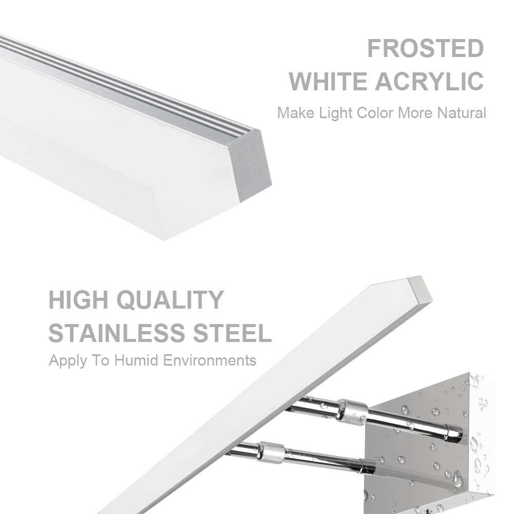 Aipsun 31.5 Led Vanity Light Fixture, Chrome Stainless Steel, Adjustable Bathroom Lighting, Model Ca-6480-80Cm, 5500K