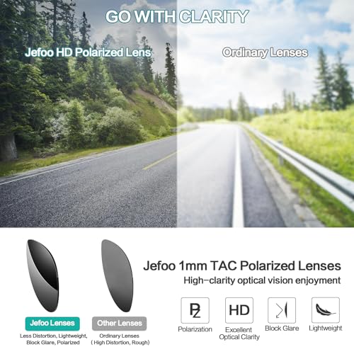 Jefoo Polarized Sports Sunglasses for Women Men Running Retro Trendy Sun Glasses UV400 Protection Tangle Free