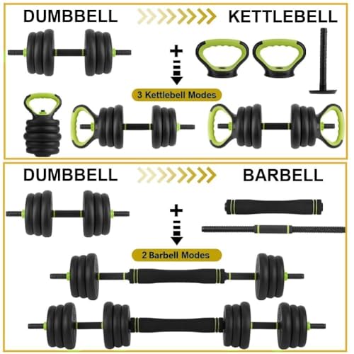 4-In-1 Adjustable Dumbbell Set with Connector(44/66/88LBS), Converts to Dumbbells, Barbells, Kettlebells & Push Up Stand, ...