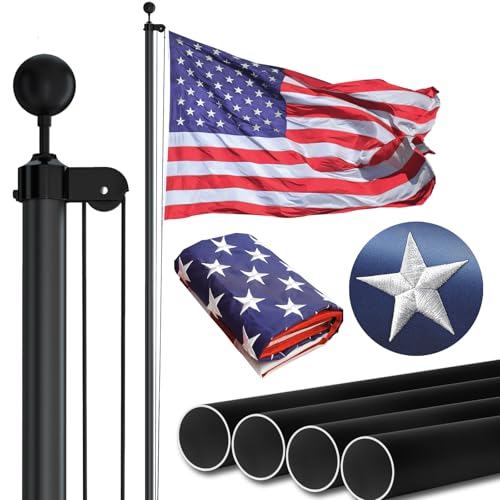NELXINJO 25FT Heavy Duty Flag Pole – 2.0" Bottom Tube,80MPH Wind-Tested,13 Gauge Aluminum Residential Flagpole Kit with US...