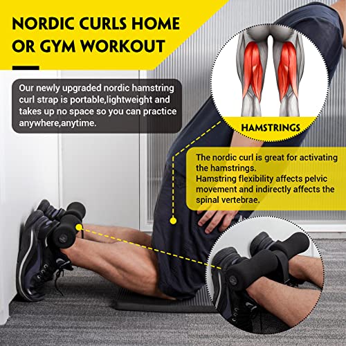 Nordic Hamstring Curl Strap, Nordic Curl Strap Holds 420 Pounds Great for Hamstring Curls, Sit-ups, Spanish Squats, Ab Wor...