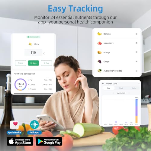 Food Scale with Nutritional Calculator, Smart Digital Kitchen Scale for Weight Loss, App with 23 Nutrients Tracking, Calor...