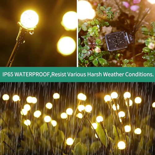 vignuto Solar Lights Outdoor Waterproof 4 Pack of 32 LEDs Garden Patio Firefly Decoration Unique Gifts Women Grandparents