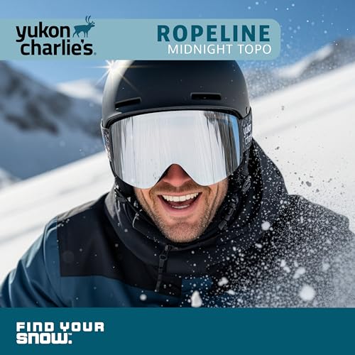 Yukon Charlie's Ropeline Adult Snow Goggles - Removable Magnetic Cylindrical Lens - Boosted Contrast, Reduced Glare, Anti-Fog