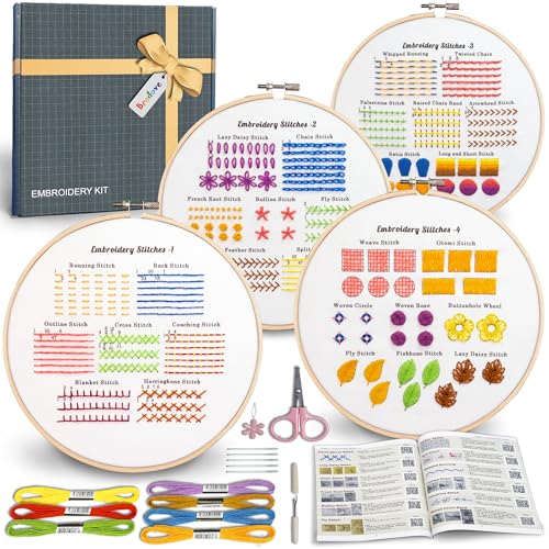 Bradove Classic Embroidery Stitches Practice Kit, Embroidery Kit for Beginners, Beginner Embroidery Kit for Adults, Hand E...