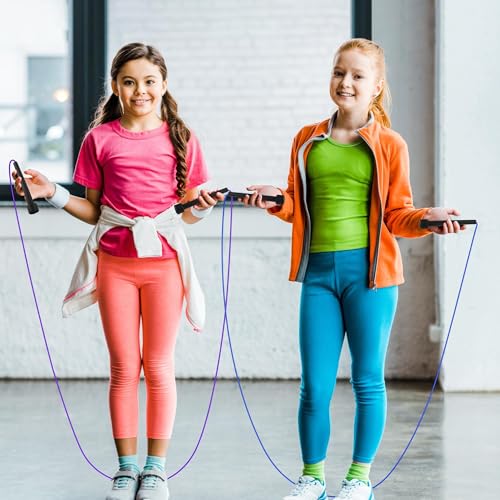 Aodaer PVC Skipping Rope Adjustable Jump Rope for Kids Multicolor Jump Rope Bulk with Plastic Handles Lightweight for Outd...