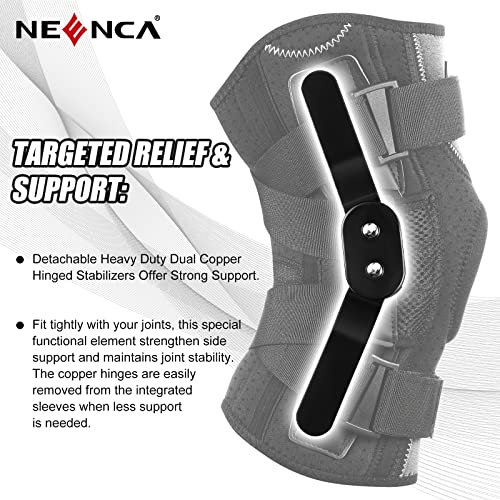 NEENCA Professional Knee Brace for Knee Pain, Adjustable Hinged Knee Support with Removable Side Stabilizers, Support and ...