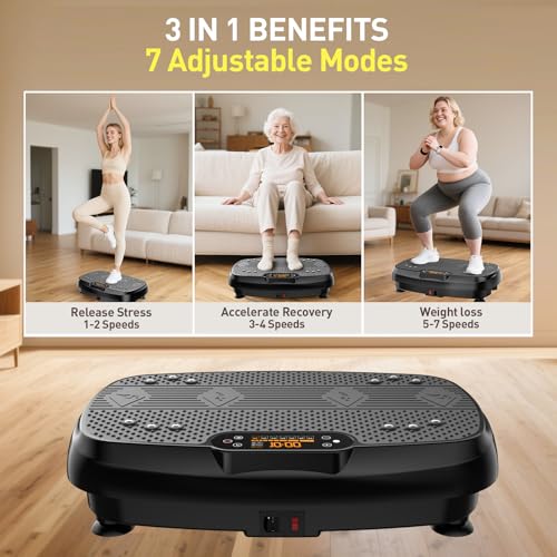 Vibrating Board Exercise Machine, Vibrating Platform for Lymphatic Drainage, 120 Speeds, Upgraded Vibrating Board for Weig...