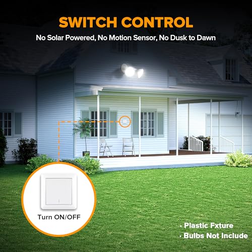 LUTEC 2 Pack Adjustable Twin Par Holder Outdoor Flood Lights, Switch Controlled Security Lights, Floodlights Fixture, Wate...