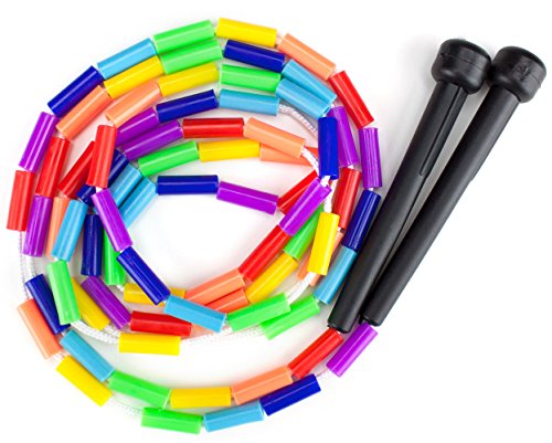 K-Roo Sports K-Roo Sports Rainbow Jump Rope with Plastic Beaded Segmentation, 7-Foot