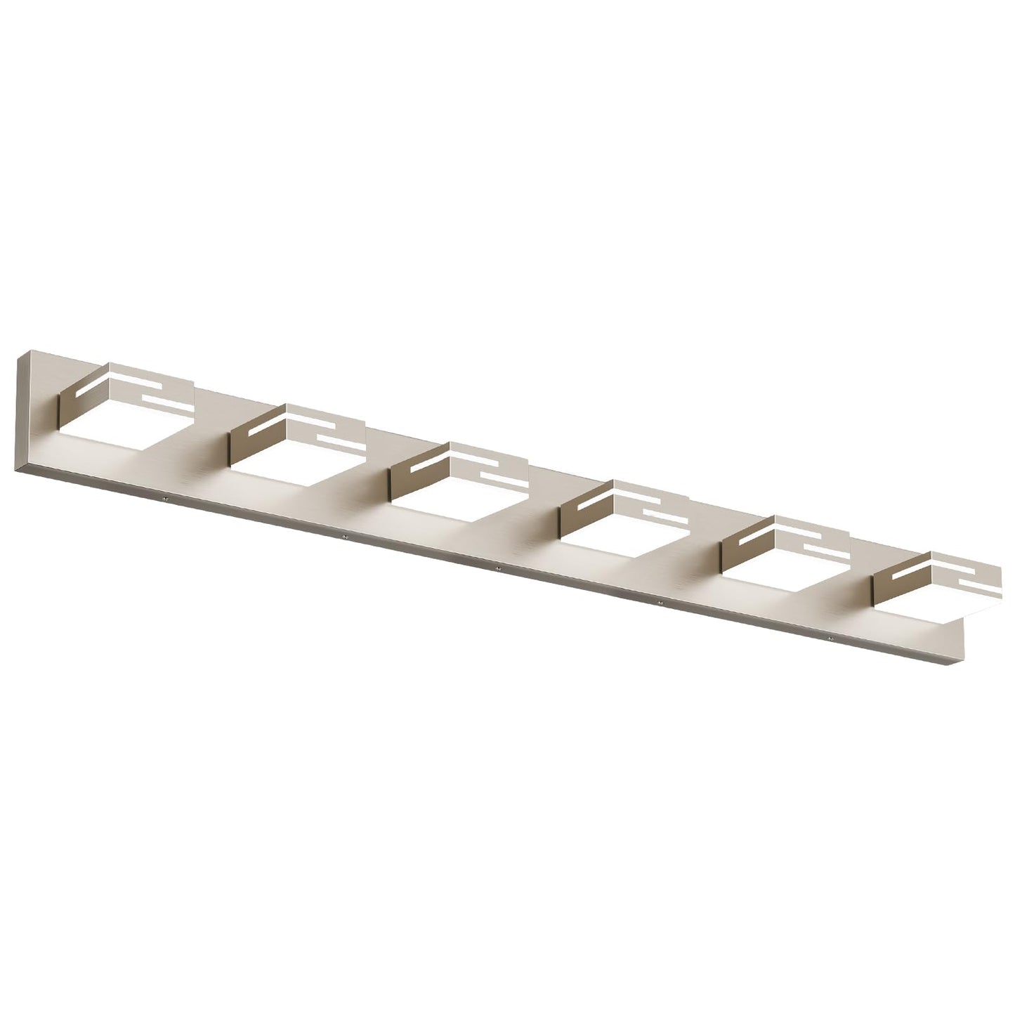Lkhf Led Modern Bathroom Vanity Light Fixtures  6-Light 40-Inch Dimmable Brushed Nickel Vanity Lights For Bathroom Lighting Fixtures Over Mirror  With 350?Rotatable Acrylic Heads (Cool White 6000K)