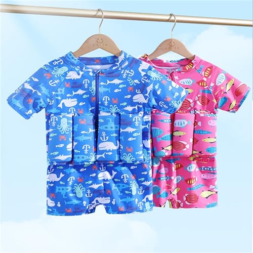Digirlsor Kids Floatation Swimsuits Baby Boys Girls One Piece Float Suit Short Sleeve Swim Vest Zip up Buoyancy Swimwear +...