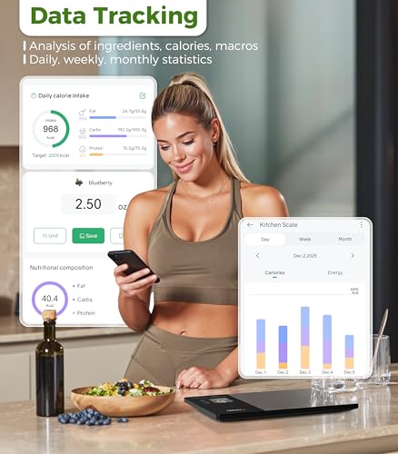 Atogou Smart Food Kitchen Scale with Nutrition Calculator, Color Display & Free App, Precise Portion Control, Calorie & Ma...