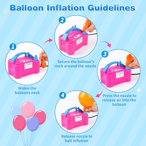 Nulink Electric Balloon Pump, Portable Electric Balloon Blower Machine Balloon Air Pump Dual Nozzle 110V 600W Balloon Infl...