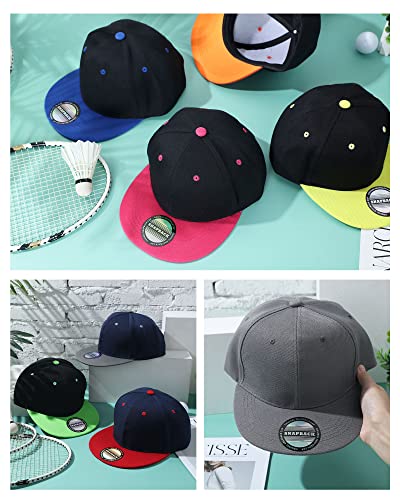 15 Pack Snapback Hats for Men Hip Hop Style Solid Baseball Hats Adjustable Snapback Cap Flat Brim Baseball Caps