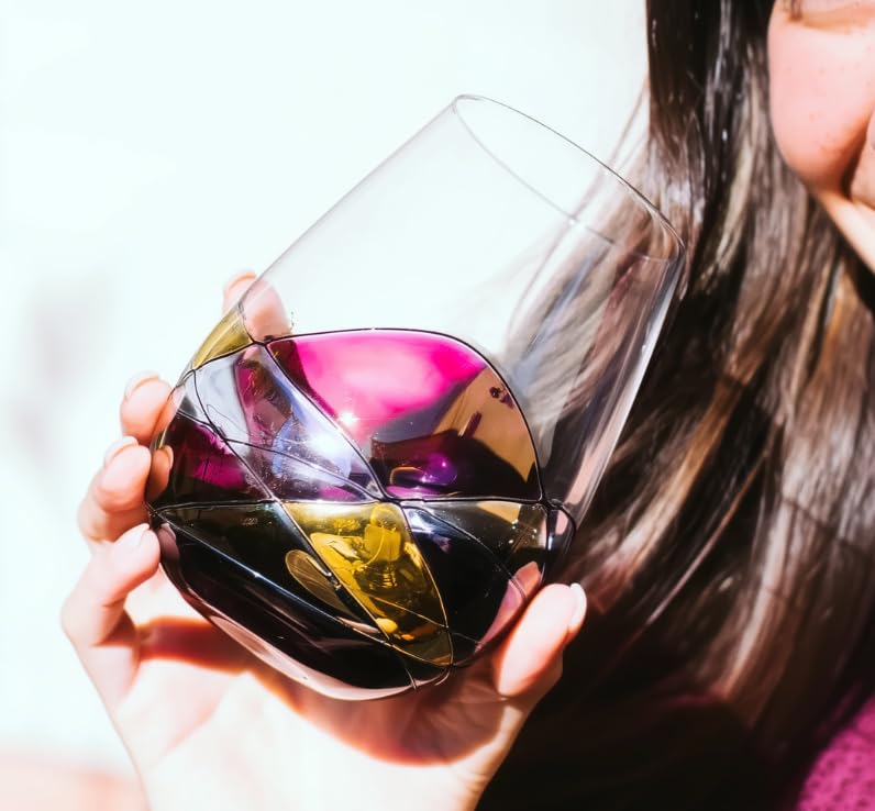 Sagrada Barcelona Stemless Wine Glasses – Hand-Painted Set of 2 Unique Wine Gift for Wedding, Anniversary, Housewarming & Christmas – Ideal for Women & Men