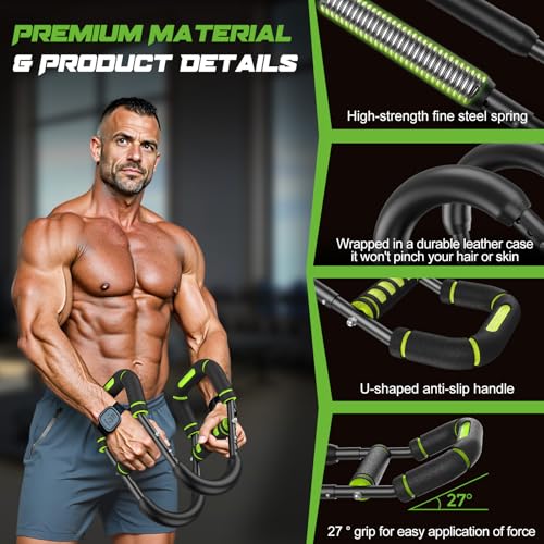 Twister Arm Trainer for Men, Chest Workout Equipment 5-Level Adjustable (40-130lb) with Ergonomic 27° Targets Biceps/Clip/...