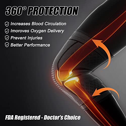 NEENCA Knee Braces for Knee Pain Women & Men -2 Pack Knee Sleeves for Knee Pain Set, Knee Brace Compression Sleeves, Knee ...