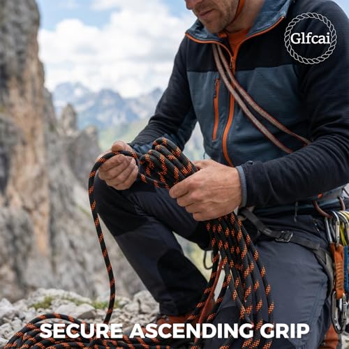 Glfcai 1/2 Inch Arborist Rigging Rope (150 Ft) | 9,000 lbs MBS Double Braid Polyester Bull Rope | ASTM F2116 Certified Sta...