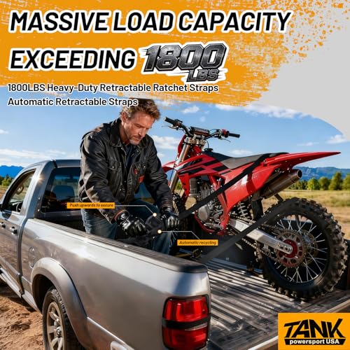 1800LB Retractable Ratchet Straps with Soft Loops(4 Pack), 1" x 12FT Heavy Duty Auto Self Retracting Tie Down Straps for T...