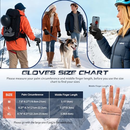 Sukeen Windproof Winter Gloves Men Women, 3M Thinsulate Warm Waterproof Ski Gloves for Cold Weather, Anti-Slip Touchscreen...