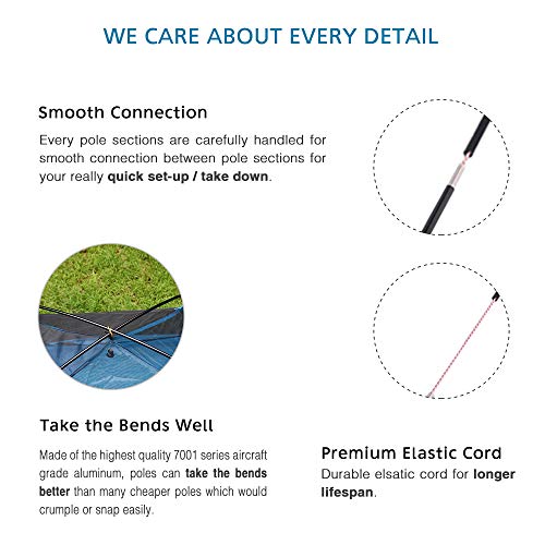 BRILLIANCE4U Aluminum Tent Poles Replacement, Fits Both Female and Male Ends, Lightweight Tent Pole Repair Kit, 7001 Alumi...
