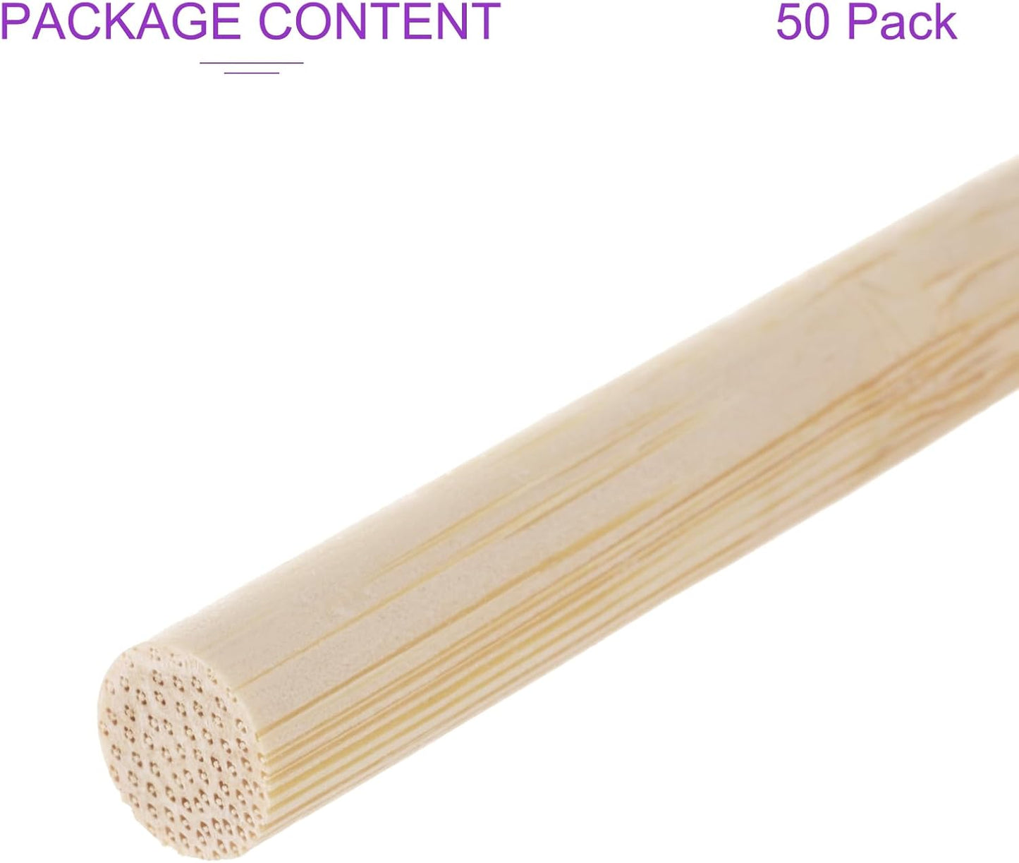 DMiotech 50 Pack 3/8" x 6" Wooden Dowel Rods Unfinished Natural Sticks Wood Craft Sticks for Home Decor Projects and Making DIY Craft,Wood Color