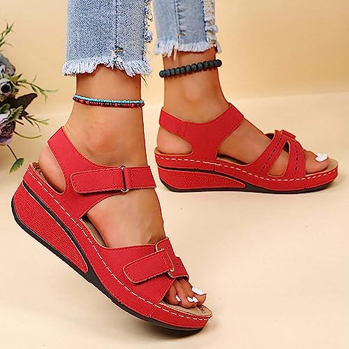 JEUROT Wedge Sandals for Women Open Toe Platform Comfortable Wedges Sandal Ankle Strap Orthopedic Summer Walking Shoes