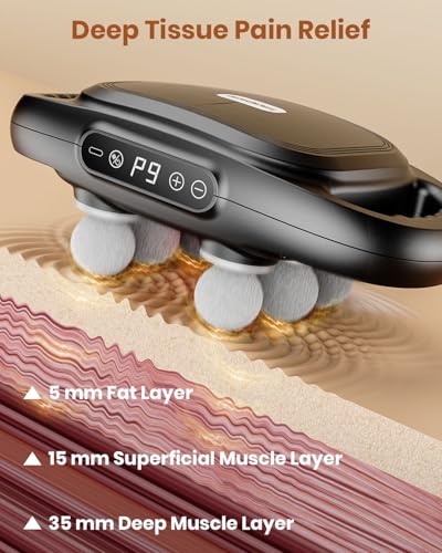 6-Head Massage Gun, Deep Tissue Back Massager with 9 Adjustable Intensities & 9 Modes, Electric Percussion Massager, Gun T...