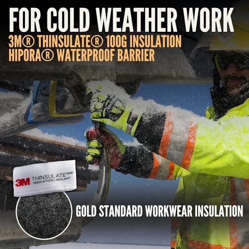 Cestus 5207, ANSI Cut A9 Winter Work Gloves for Men (1,3,10,50 pairs) Insulated Waterproof Impact Gloves for Cold Weather