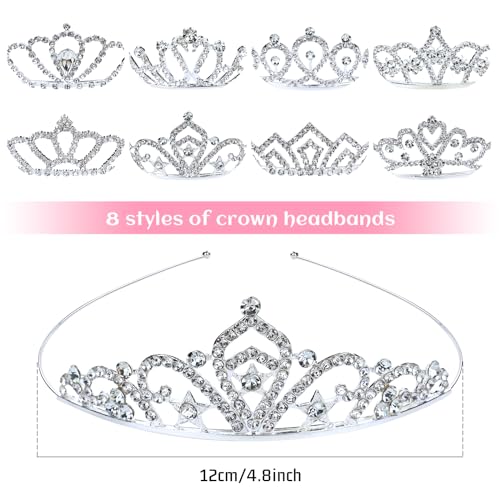 inSowni 8 Pieces Decorative Princess Dazzling Rhinestone Silver Metal Tiara Crown Headbands Wedding Birthday Party Prom He...