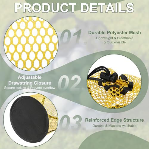 YELARXI Golf Ball Storage Bag Nylon Mesh Golf Pouch with Adjustable Drawstring Closure for Outdoor Sports Supplies