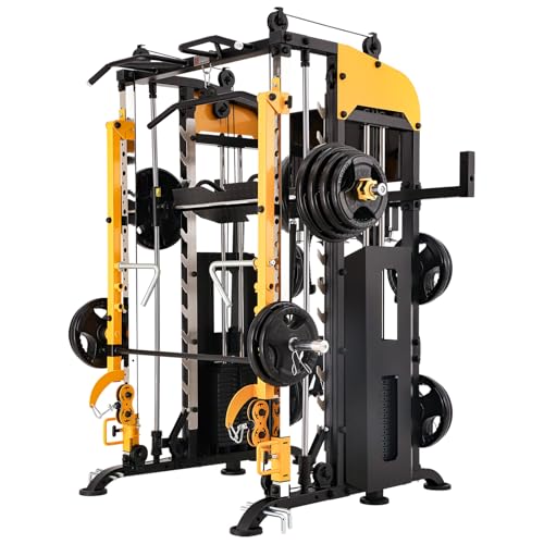 Altas Strength 3061B Smith Machine with Adjustable Lever Arms, 2:1 Pulley Ratio All-in-One Home Gym System, Commercial Gra...