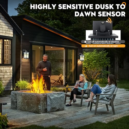 hameso Dusk to Dawn Outdoor Lighting, Waterproof Outdoor Porch Light with Tempered Glass, Outdoor Light Fixture for House ...