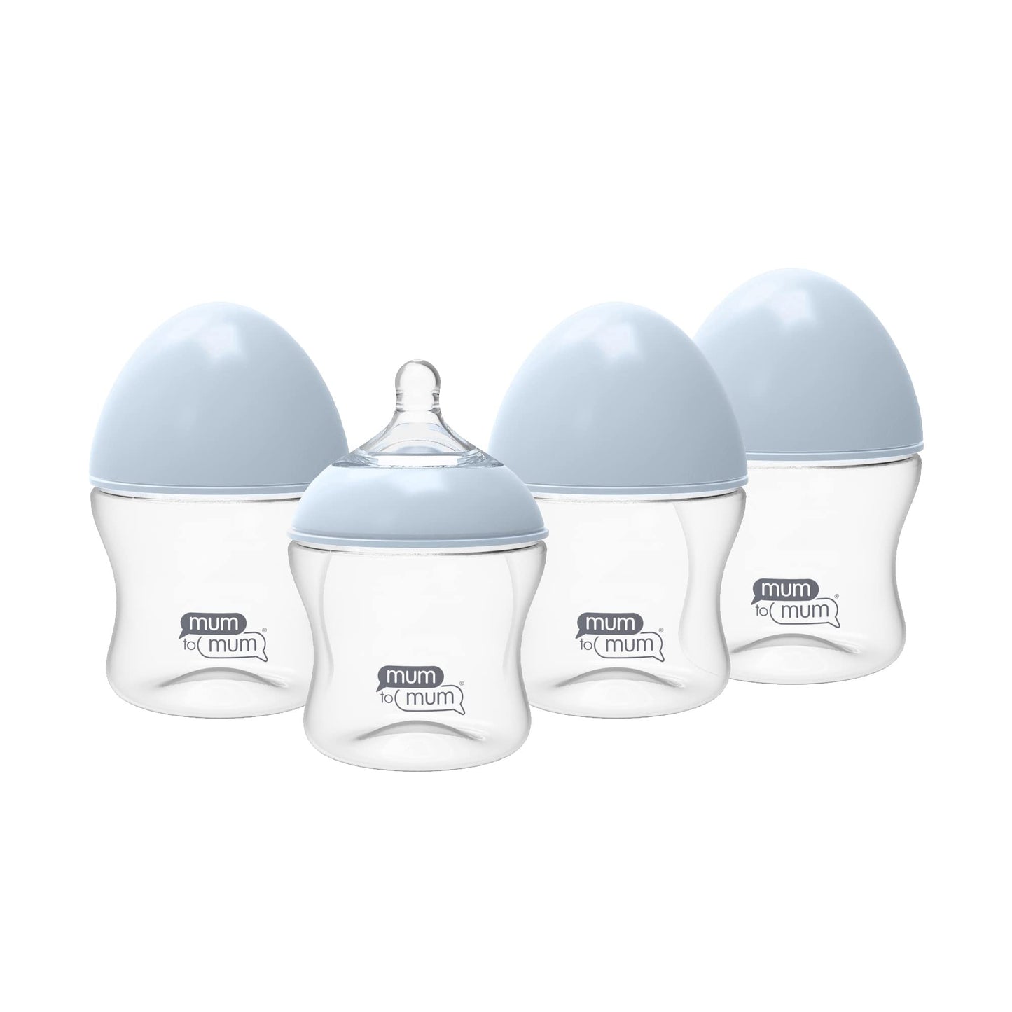 MUM TO MUM Anti-Colic Glass Baby Bottle 5oz with "S" Flow Rate Nipple for 0-3 Months, 4 Pack, MM101A