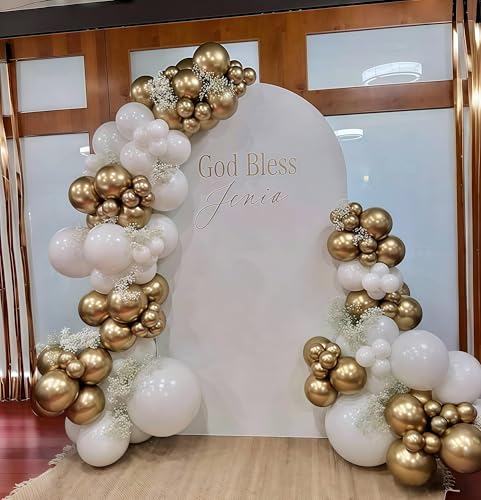 Metallic Gold Balloons Set, Pack of 35 12 Inch White Gold Confetti Latex Balloon, Gold and White Birthday Party Balloons f...