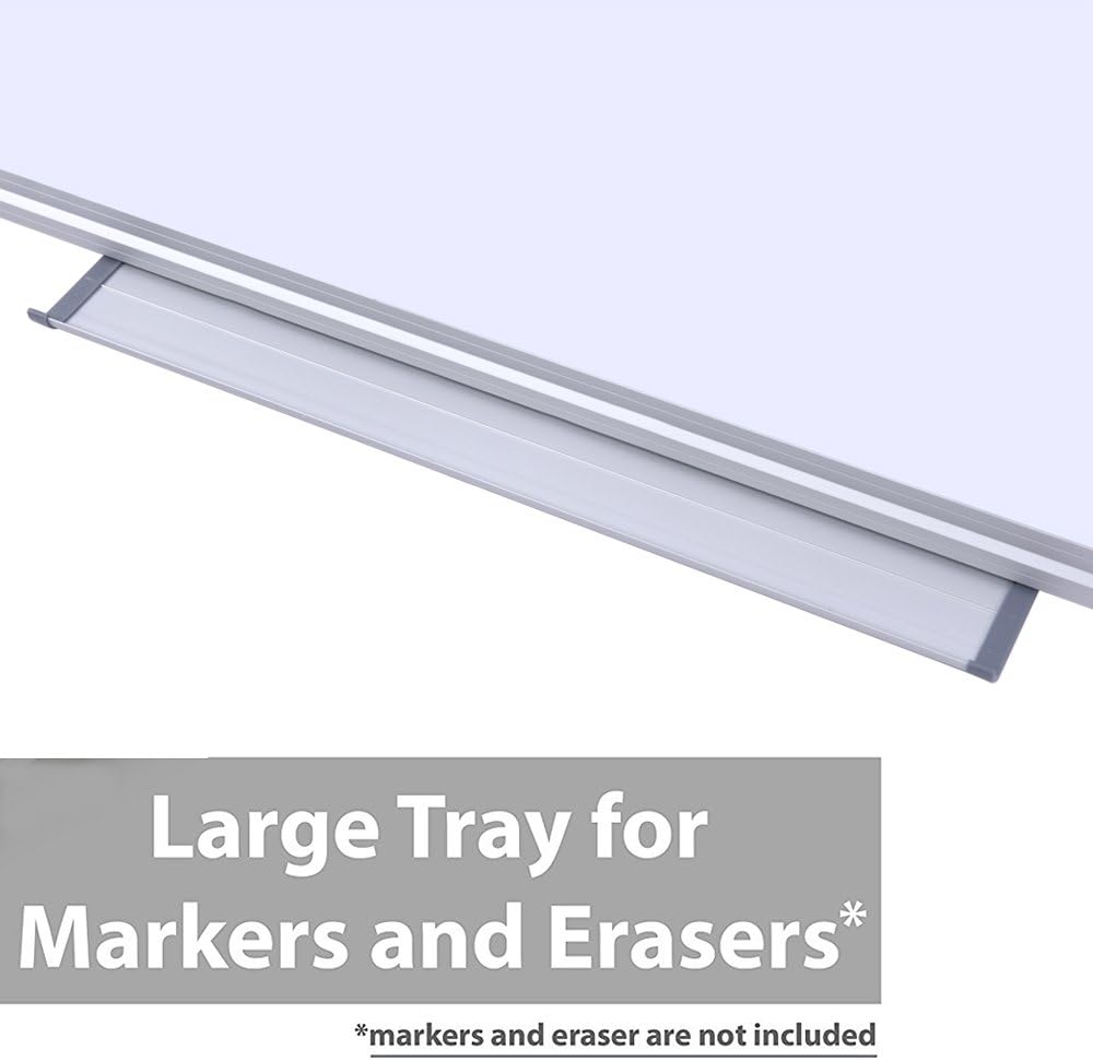 60" x 40" Magnetic Dry Erase Whiteboard with Pen Tray | Large Wall Mounted Aluminum Frame White Board for Office, Classroom & Home | Premium Presentation Board with Smooth Writing Surface