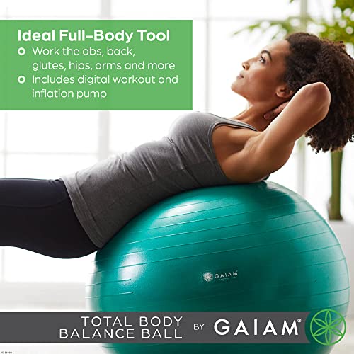 Gaiam Exercise Ball, Total Body Anti-Burst Balance Ball with Textured Grip, For Core Strength, Pregnancy Exercises, Yoga &...