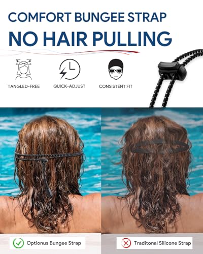 Otionus Swim Goggles, Polarized Adult Swimming Goggles Bungee Strap No Hair Pulling Anti-fog Pool Goggles for Men Women