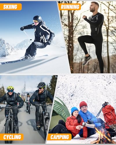 persimar Upgraded Thermal Underwear for Men Long Johns Set for Cold Weather Base Layer Top & Bottom with Fleece Lined