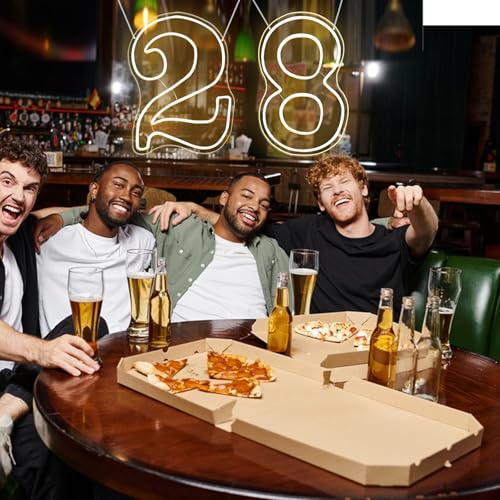 RumonZS Number 2 Light Up LED Neon Sign Backdrop 15.7" Birthday Party Decor Warm White Number One Light Up Sign USB Powere...