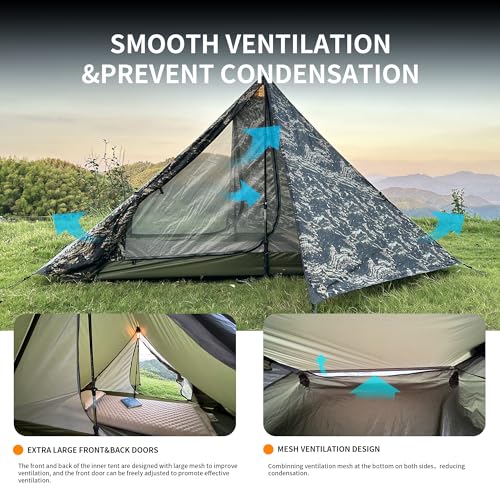 TENPLAY Backpacking Tent,Lightweight Camping Tent 2 Person,Ultralight Hiking Tent,Nylon,Waterproof,Windproof,Easy Setup,4 ...