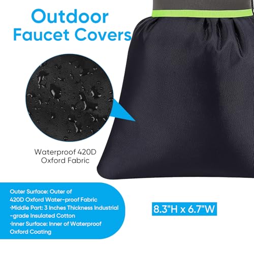 Outdoor Faucet Covers for Winter - 4 Pack Pro 6.7" W x 8.3" H Outdoor Water Faucet Cover Socks for Winter Freeze Protectio...