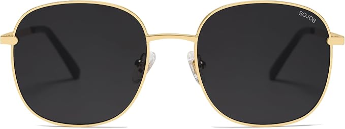 SOJOS Classic Trendy Square Sunglasses for Women Men Cute Big Frame Gold Shades SJ1137