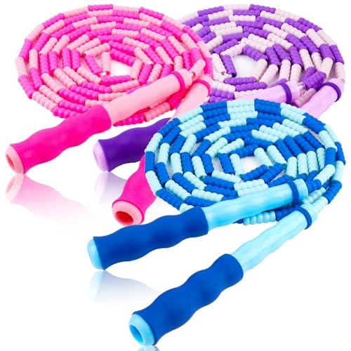 Jump Rope for Kids, 9 Ft Adjustable Jump Ropes for 4 5 6 7 8 10 12, Segmented Soft Beaded Jumping Rope Age 8-12, Tangle Fr...