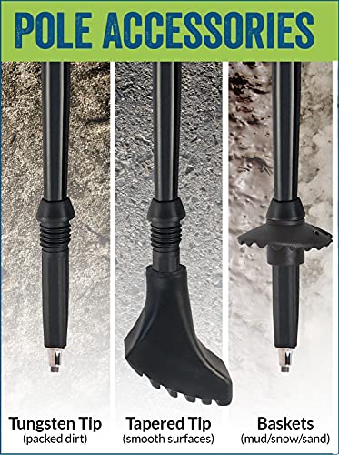 Official Nordic Walking Poles - True Classic Nordic Glove Grips, Lightweight, Adjustable, and Collapsible -2 Pieces w/flip...