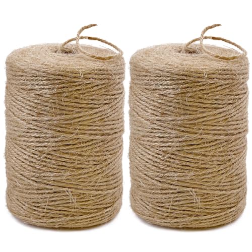 PerkDecor 2Pack 2mm Natural Jute Twine String 1600 Feet Long Twine String for Crafting Gardening Gift Wrapping Macrame DIY...